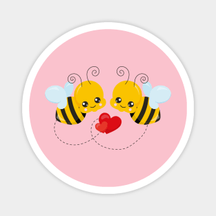 Cute Bee Valentine's day Design Magnet